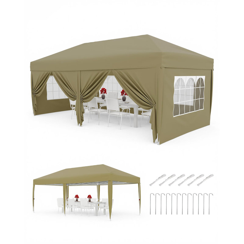 FXSGER 600cm W x 300cm D Polycarbonate Cover Retractable Door / Window Awning, Beige
