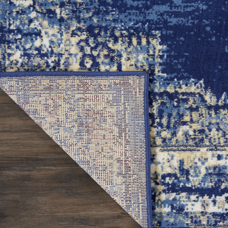 Burnie Oriental Blue/White Area Rug, Rectangle 6' x 9'