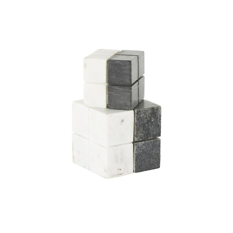 Cole And Grey Marble Dice Geometric Sculpture With Black Accent