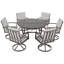 Ensemble repas 7 pièces en aluminium gris avec 6 chaises pivotantes et coussins lavables gris clair Moffett-122903683