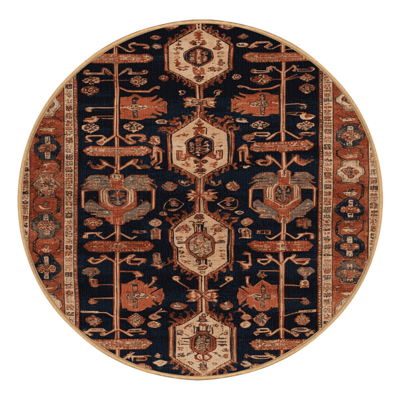 Tapis brun turc lavable à la machine, Rond 3 pi