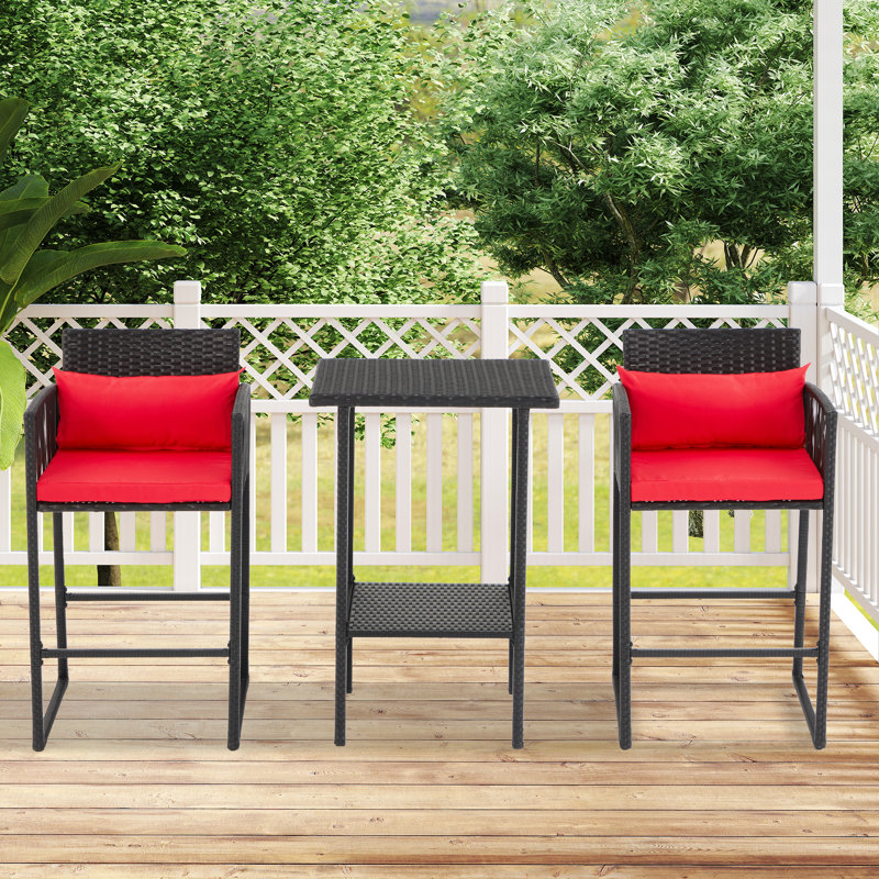 Tannehill Bar Set with Stools（2 Color Cushion Covers）, Black