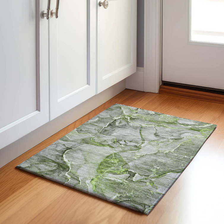 Premium Machine Washable Cerrito AMF519 Green Rug