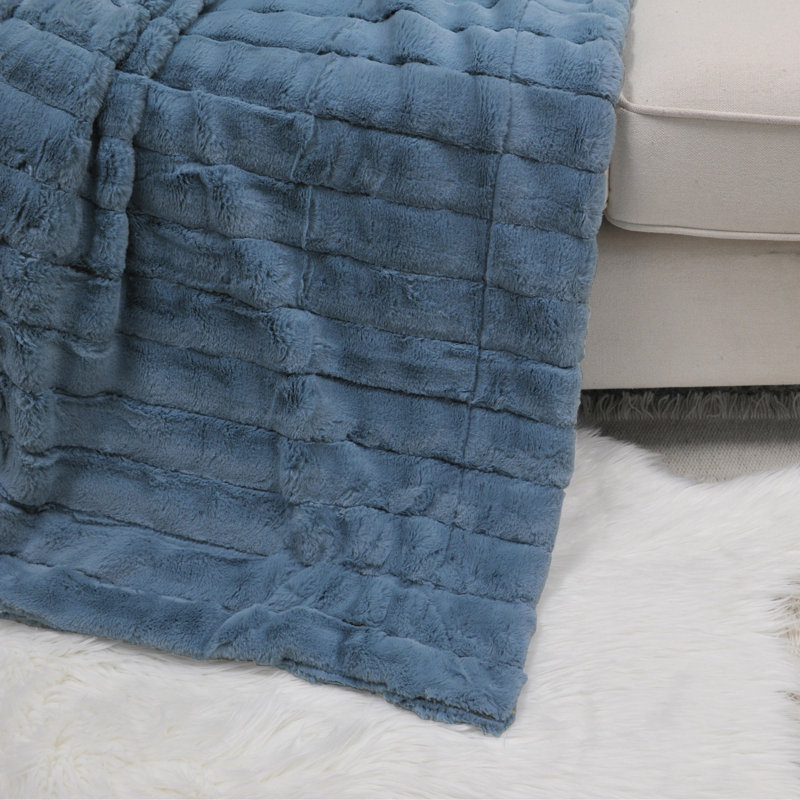 Blue Mirage Faux Fur Sherpa Throw Blanket 50" x 60"