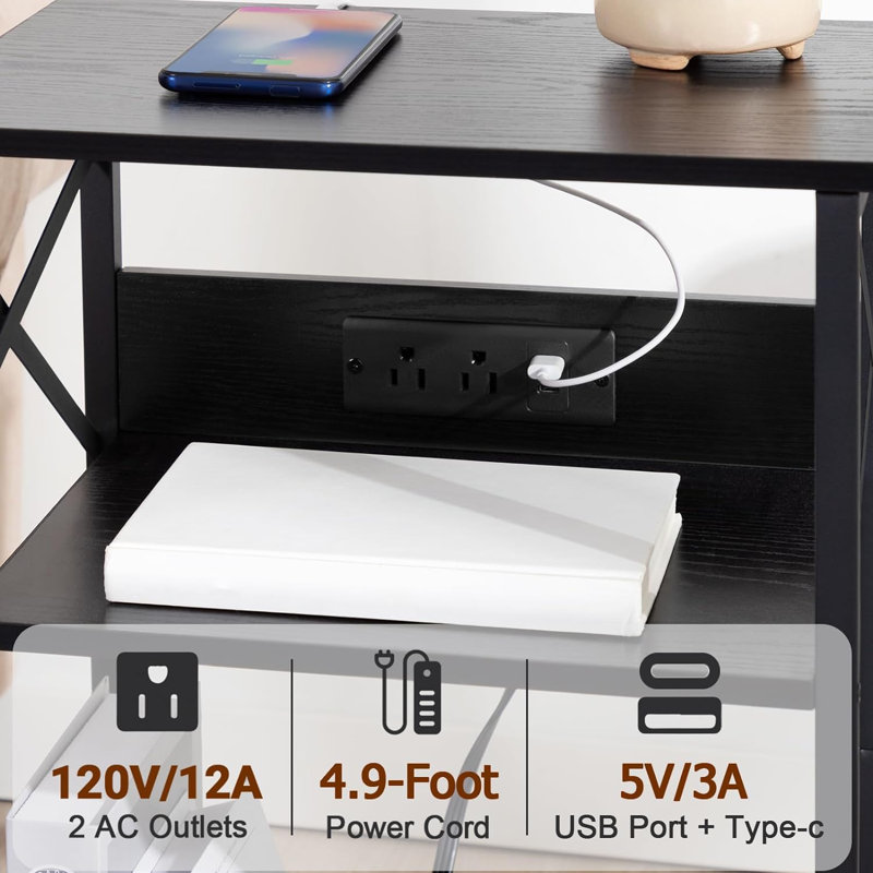 Gavilla 15.75'' W Metal Nightstand, Black