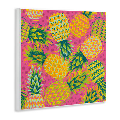 Tropical Pineapples on Purple Dots Wall Plaque, design by Jilly Jack Designs
