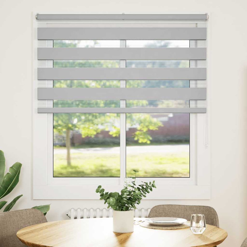 George Oliver Zebra Blind Polyester, Light Grey, 125cmW x 150cmL