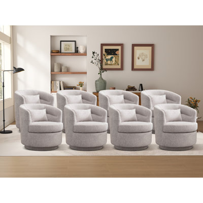 29" Wide Minimalist Super Soft Swivel Barrel Chair With Pillow