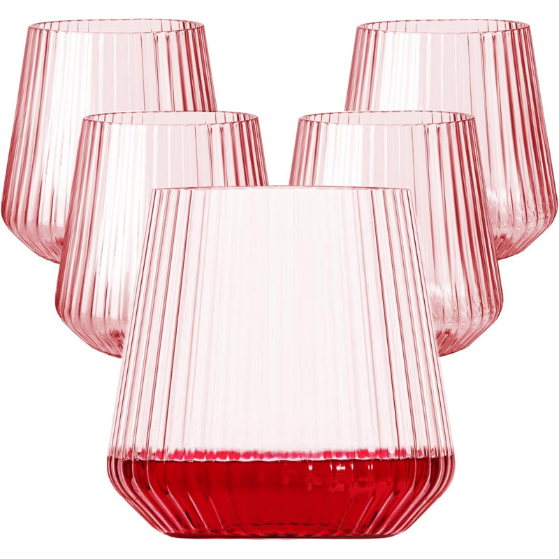 40-Piece 14 oz Pink Plastic Wine Glasses