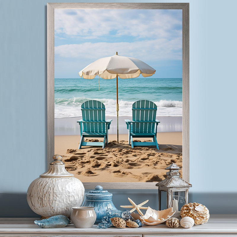 «Beach Chairs Scenery III - Coastal Beach», art mural sur toile, H 44 po x l 34 po x P 1,5 po, Toile tendue