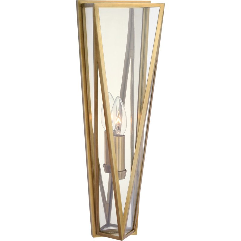 Julie Neill Lorino Medium Sconce, Hand-Rubbed Antique Brass, Clear