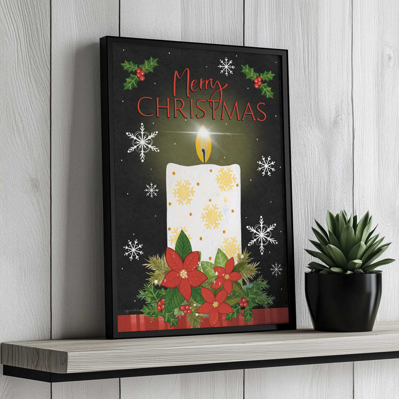 «Merry Christmas Candle» par Annie Lapoint, reproduction d'art, L 24 po x H 36 po, Brun, Impression encadrée