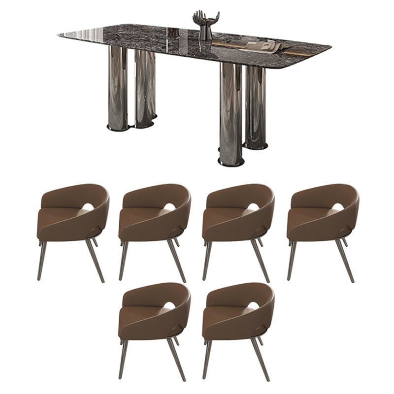 Ensemble de salle à manger rectangulaire, H 29,53 po x L 78,74 po x l 35,43 po