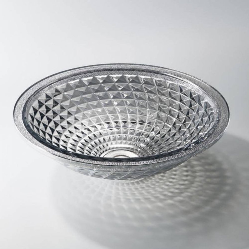 Homein 17.59'' Crystal Circular Bathroom Sink, Smoky Gray