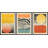 Abstract Vibrant Color Blocks " Mid-Century Colorful Polygon Collage Abstract Geometric " 3 - Pieces-75849864-75849863
