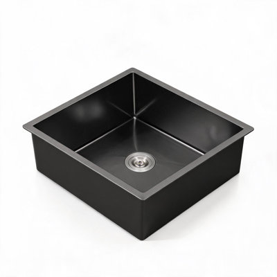 27 inch x 19 inch Black Stainless Steel Undermount Single Bowl Kitchen Sink with US Standard Drain and Hook