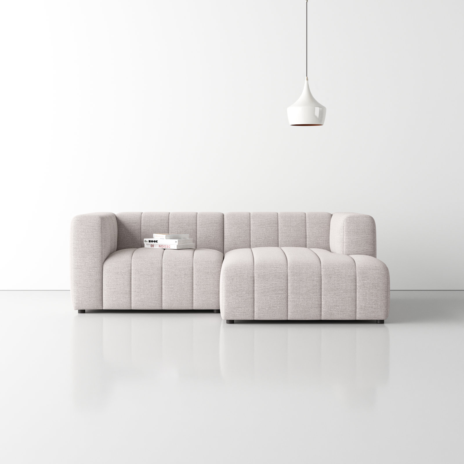 Bowry 88" Wide Sofa & Chaise, Right Hand Facing, Gray Polyester