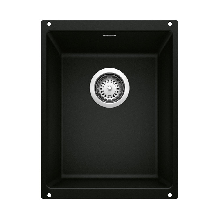 Precis SILGRANIT 14" L x 18" W Granite Composite Undermount Bar Sink with Basket Strainer