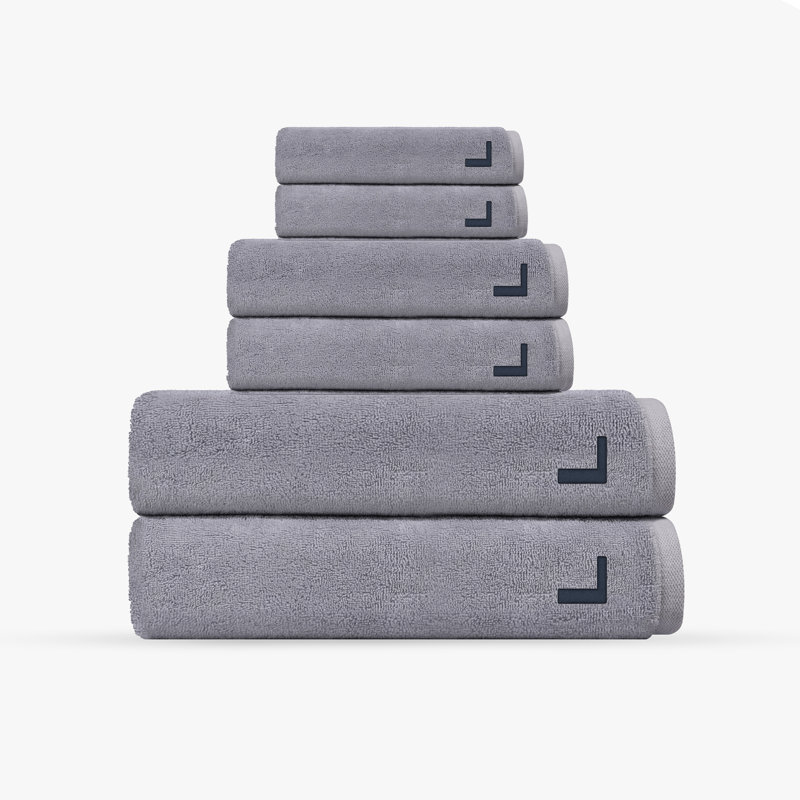 Monogrammed Cloer 6 pcs Turkish Towels Set, L, Silver