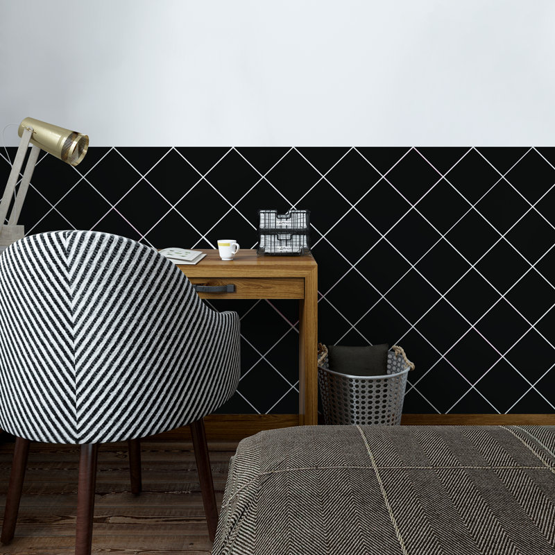 Metallic Self Adhesive Tile Stickers 15cm W x 15cm L PVC, Black