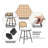 Upholstered Swivel Counter Stool With Rattan Backrest-106484845-106484842