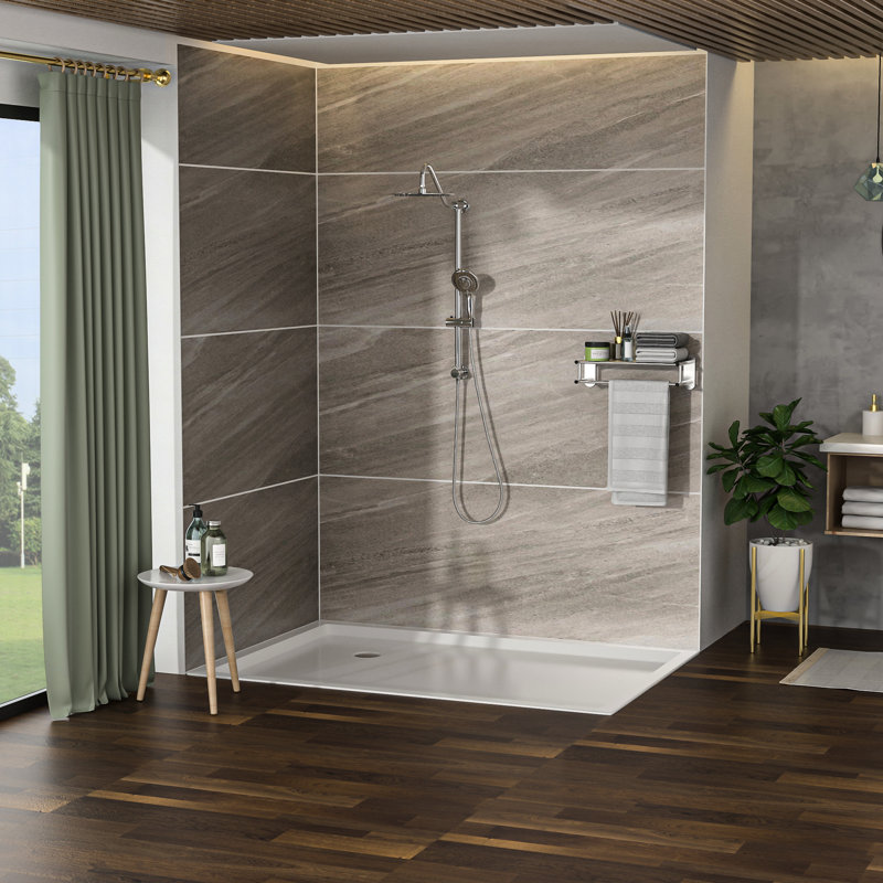 Douche avec douche de tête et à main de 10 pouces, 5 modes, fixation murale, bras inclus sans robinet, Nickel brossé