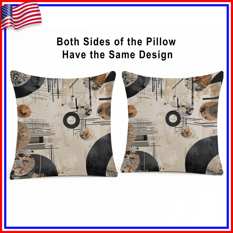 Geometric Abstract Circles Double Sided Throw Pillows, 16 po x 16 po