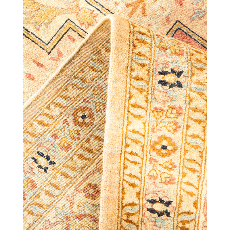 Tapis beige noué à la main de conception unique 8 pi 1 po x 10 pi 3 po Rupinder
