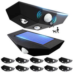 Solar Fence Lights 12 Pack, Motion Sensor Outdoor Light with 3-Sided Lighting, 50 Lumens Solar Lights Outdoor Waterproof with 6000K/3000K Mode for Fence/Deck/Patio/Pool (Set of 12)