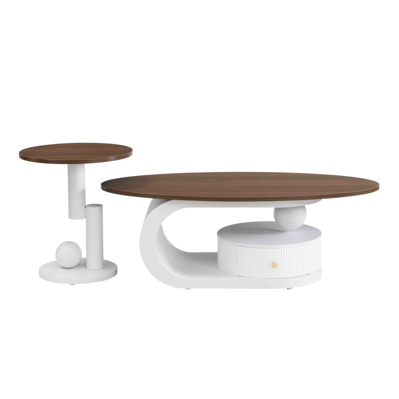 Ensemble de 2 tables gigognes Luxury, Blanc
