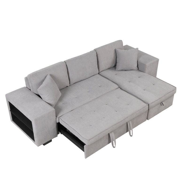Upholstered Sectional Right Hand Facing, Gray Chenille 1, Right Hand Facing