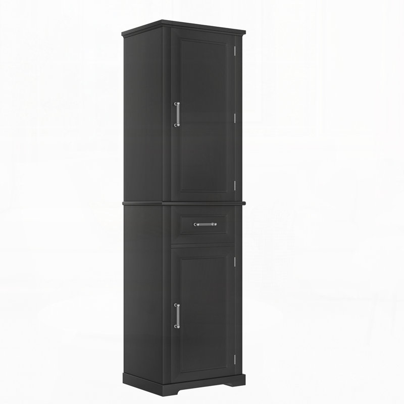 Armoire de rangement haute avec 4 portes et tablette réglable, Noir