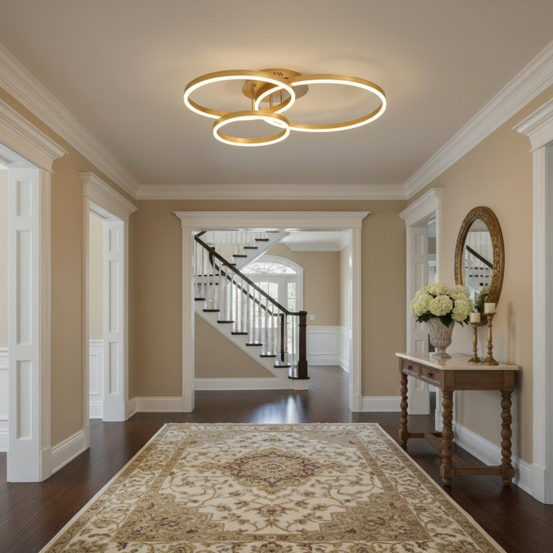 Karagh 3-Light Flush Mount Ceiling Fixture for Living Room Bedroom, Gold