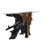 Rocton Black Teak Wood Live Edge Tree Stump Console Table with Clear Glass Top 49" x 16" x 32"