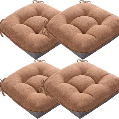 Dining Chair Cushions Set Of 4 Memory Foam 15.5 Inch Brown
