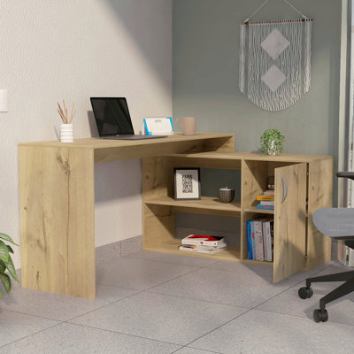 2-Shelf L-Shaped Writing Desk