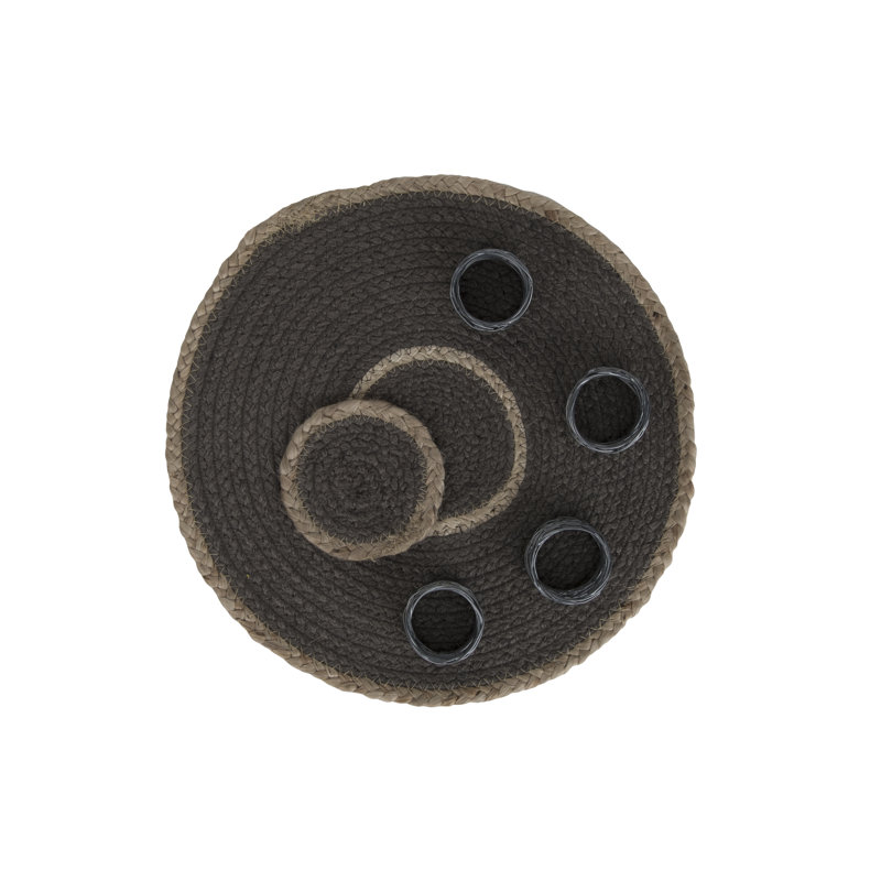 Bolding Embroidered Round, Grey