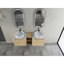Meuble-lavabo mural avec lavabo d'art en céramique et 1 tablette de rangement, porte à fermeture en douceur, emballage KD, contreplaqué