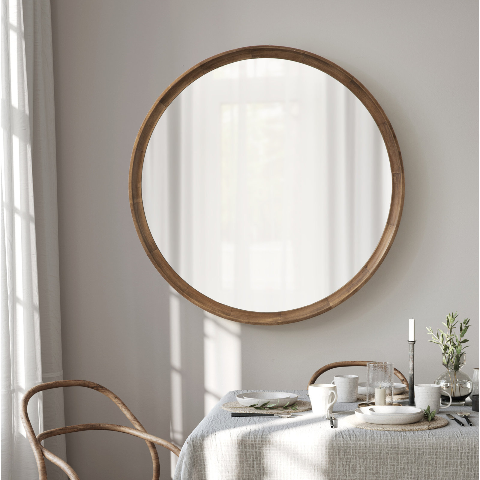 Zoie Accent Mirror, 34" x 34", Rustic Brown