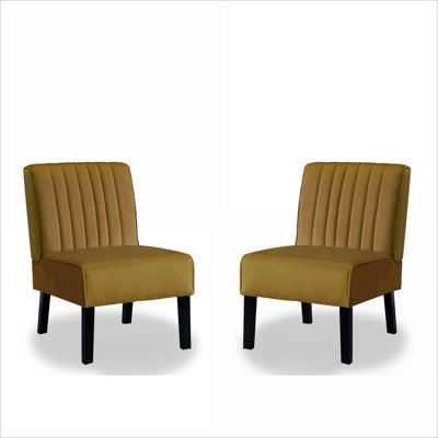 Ensemble de 2 fauteuils d'appoint Mid-Century en velours rembourrés en velours pour le salon ou la chambre à coucher