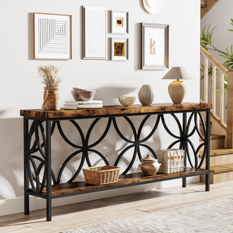 Laquaysha 70.86'' Console Table, Black, Rustic Brown