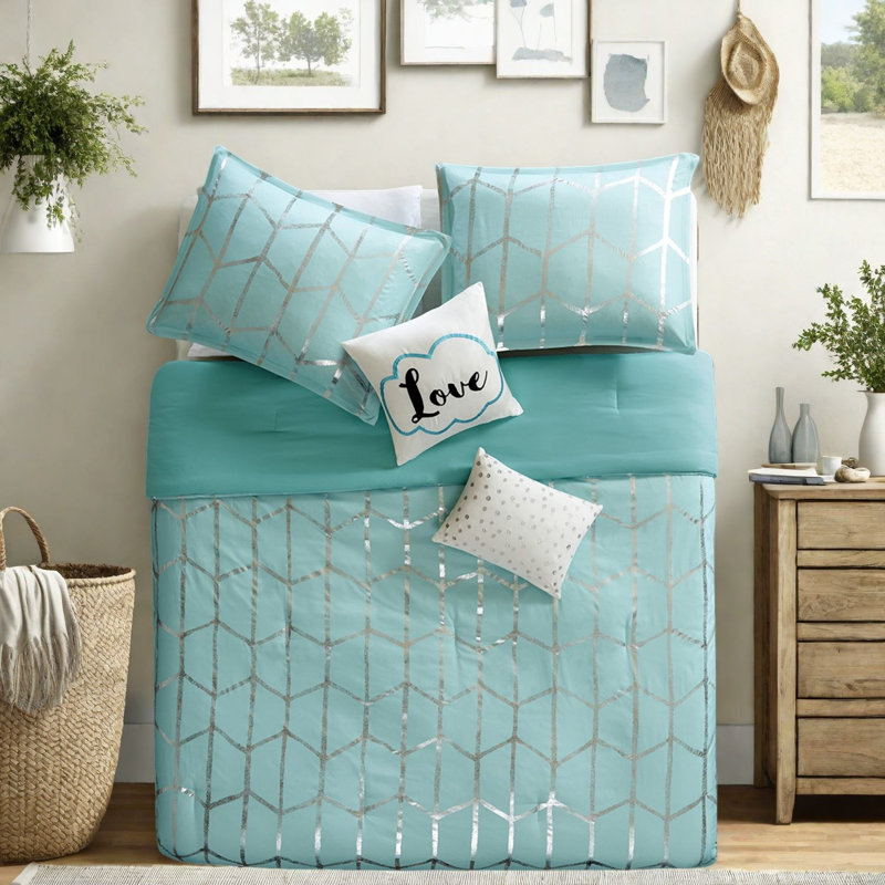 Soft Microfiber Bedding Sets, Twin Xl Modern Metallic Style For Home