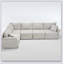 Ensemble modulaire modulaire de canapé modulaire à 5 places avec accoudoirs roulés réversibles en lin doux-663837213