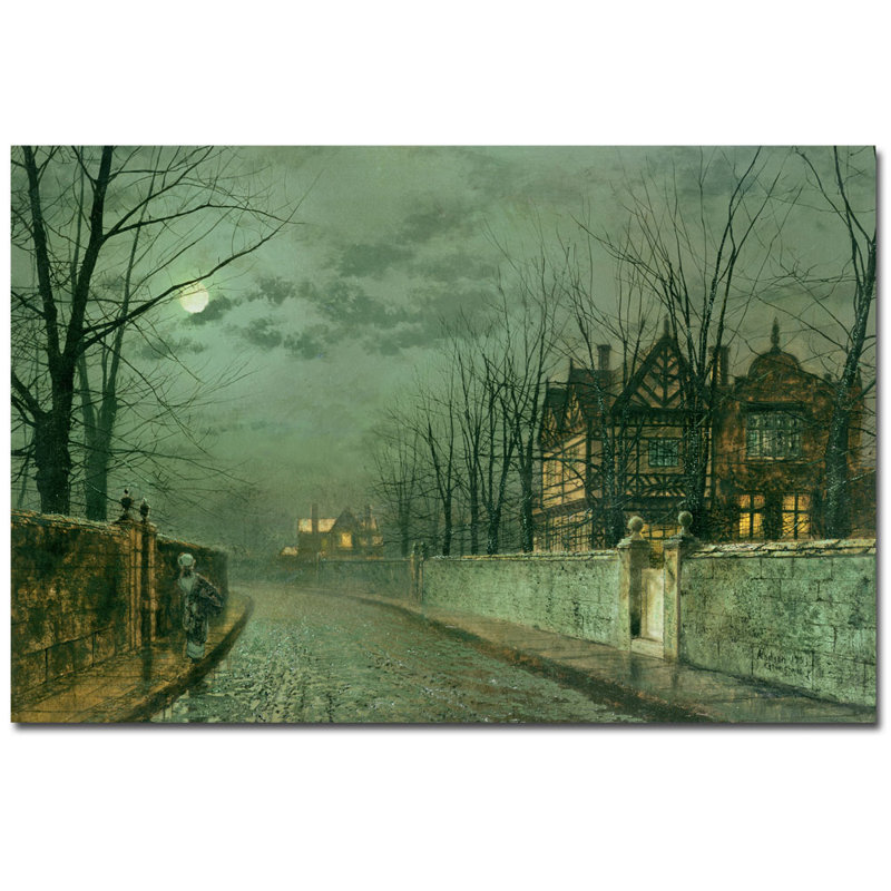 "old english house, 1883" par john atkinson grimshaw, reproduction d’art sur toile, H 16 po x l 24 po x P 2 po
