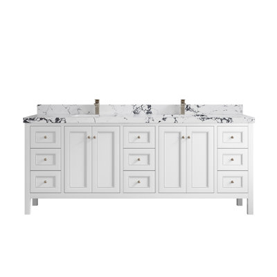 Nashville 84 In. W X 22 In. D Double Sink Bathroom Vanity In Alabaster With 2 In.
