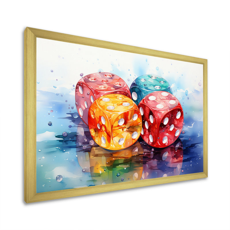 «Casino Royale Dice I», art mural sur toile, jeux de casino, Encadrement doré, H 12 po x l 20 po x P 1 po