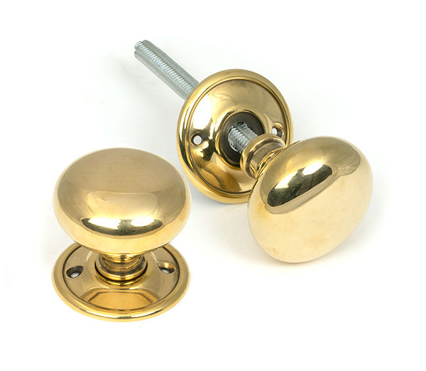 Mushroom Interior Mortise Knobset, Aged Brass