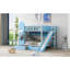 Lit superposé de style château double avec 2 tiroirs, 3 tablettes et glissière - bleu-130605846