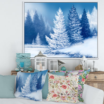 Forêt épinette onirique avec arbres couverts de neige - paysages, art mural