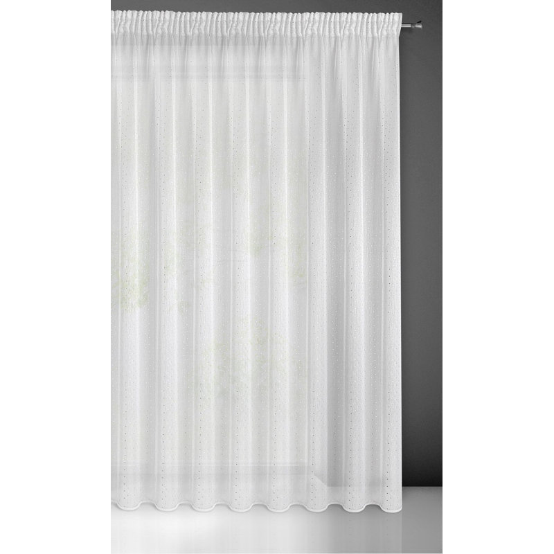 Kaidyn Sheer Curtain Single Panel, White/Silver, 250cm H x 300cm W
